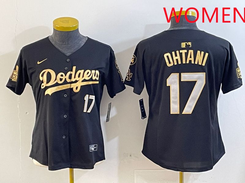 Women Los Angeles Dodgers #17 Ohtani Black Gold Game 2025 Nike MLB Jersey style 1->women mlb jersey->Women Jersey